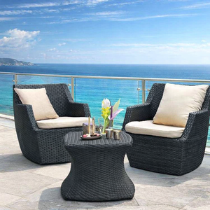 Conjunto de Muebles de Jardín Contemporáneos de Mimbre, Conjunto de Sillas de Ratán para 2 Personas con Cojines para Patio, Terraza y Piscina - Product Image 2
