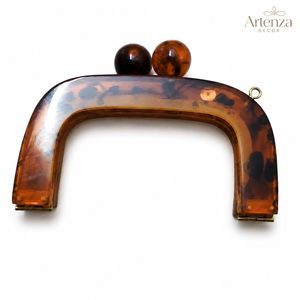 Tortoiseshell Resin Fashion Gift Bag Handle Acrylic <b>Clip</b> <b>Frame</b> Purse Clasp Accessory for Handbag Clutch - Product Image 2
