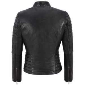 Chaqueta de Motociclista de Cuero Genuino Napa para Mujer, Marca Smart Range, Personalizada, con Cierres YKK, Acolchada, OEM, ODM, Etiqueta Privada - Product Image 3