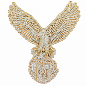 จี้เพชร SHRAMAN DIAMOND เงินแท้ 925 สไตล์ฮิปฮอป รูปนกอินทรีประดับเพชรโมอิสซาไนต์เคลือบทองคำชมพู งานสั่งทำพิเศษ สำหรับผู้ชาย ใส่ไปงานพรอม ปาร์ตี้ หรือสำหรับแร็ปเปอร์ - Product Image 1