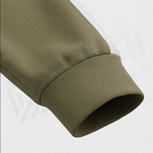 <b>Men's</b> Olive Green Tracksuit Full Zipper Stand Collar Casual Sportswear With Side Pockets Breathable Polyester Material - Product Image 6