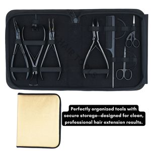Kit complet d'outils pour extensions de cheveux avec pinces à ouvrir et à fermer les anneaux, pinces à sertir les micro-anneaux, aiguilles à coudre, mini-ciseaux, peigne - Product Image 6
