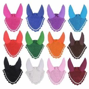 Voile anti-mouches pour cheval en coton respirant avec protection pour les oreilles, couleur bleu roi - Product Image 2