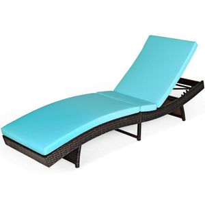 Tumbona Plegable de 5 Niveles Ajustables para Patio con Cojín Cómodo para Tomar el Sol al Aire Libre - Product Image 1