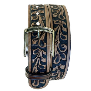 Cinturón de Cuero Genuino Estilo Western para Hombre y Mujer, 40 mm, Negro, con Hebilla Anti-níquel con Grabado Floral, Hecho en China - Product Image 5