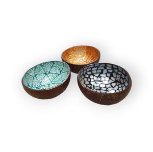 Timeless Indian Folk <b>Art</b> Polished Coconut Serving Bowls Stylish <b>Angel</b>-Style Table Dining & Home Decoration - Product Image 3