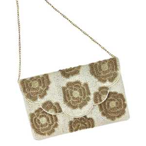 Handmade Beaded Floral Clutch Bag Envelope Shape Magnetic <b>Snap</b> Closure Luxury Jewelry bag packaging - Product Image 4