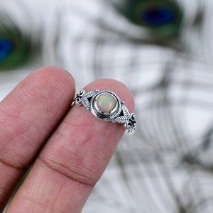 Women's <b>Ring</b> Natural Ethiopian <b>Opal</b> Gemstone October Birthstone Valentine Gift Solitaire <b>Ring</b> Jewelry 925 Sterling Silver <b>Ring</b> - Product Image 3