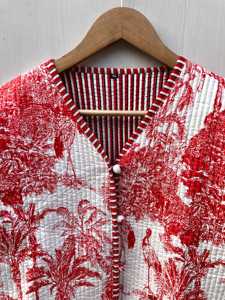 Chaquetas de Dos Bolsillos con Cierre de Botones, Chaqueta Acolchada con Estampado de Jungla para Mujer, Estilo Boho, Hecha a Mano, Regalos para las Fiestas - Product Image 2