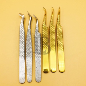 Pince à épiler en or et argent de style nouveau, pince à épiler pour extensions de cils en vison, pince à épiler en acier inoxydable durable, cils, logo personnalisé - Product Image 1