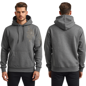 Sweat à capuche brodé raffiné pour homme avec motif géométrique en point de croix, tissu épais de qualité supérieure et style urbain tendance - Product Image 4