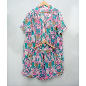 Nueva Llegada: Conjunto de Pijama Corto de Verano 100% Algodón con Estampado Simple a Mano, Suave, Ligero y Cómodo para Mujer - Product Image 4