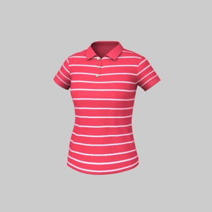 Camiseta Casual de Mujer, Tejida en Algodón Sólido, Manga Corta, Transpirable, Ecológica, Tela Oxford, Diseño a Rayas Blancas, Azules y Rojas - Product Image 2