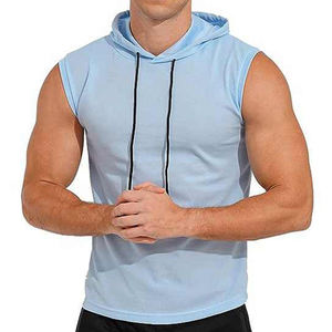 Débardeurs à capuche unisexe en tissu respirant pour la gym, coupe oversize, prix de gros, best-seller - Product Image 1