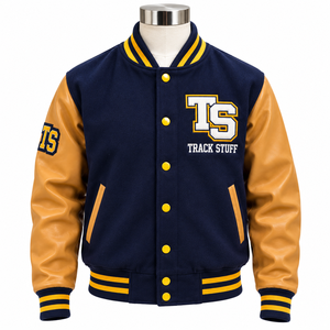<b>Track</b> Stuff Custom <b>Mens</b> Varsity Letterman <b>Jacket</b> Wool Cotton Stand Collar Custom Embroidered Logo Front Streetwear Winter - Product Image 5