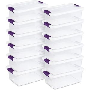 Boîte de rangement empilable ClearView de 15 Qt avec couvercle à fermeture, organisateur en plastique transparent pour chaussures et placard - Product Image 1