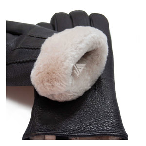 Winter Leather <b>Gloves</b> With Veins For Men Touchscreen Snow <b>Driving</b> <b>Gloves</b> With Fur Lining For Motorcycle <b>Driving</b> - Product Image 3