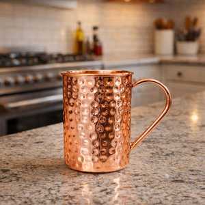 Pure <b>Copper</b> Moscow Mule Mug, Handmade Cocktail Drinkware, Plain & Hammered Finish, Classic Mule <b>Cup</b>, Gift for Him or Her - Product Image 1