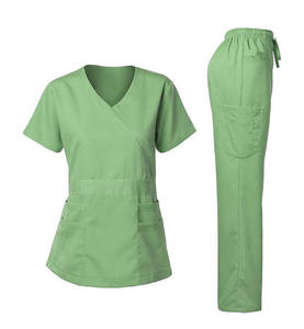 <b>Maroon</b> V-Neck Medical Scrub Suit Short Sleeve Nursing Uniform Cotton Blend Hospital Workwear <b>Top</b> and Pants Design Hospit Uniform - Product Image 5