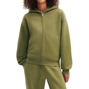 Sudadera con capucha y cremallera para mujer, estilo urbano, 100% algodón, venta al por mayor, en stock, alta calidad, cómoda, OEM, 2026 - Product Image 1