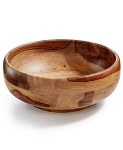 Bol à fruits en bois d'acacia et métal poli, écologique, style américain, bol à dattes en aluminium, bol à soupe et pâtes, vaisselle - Product Image 6