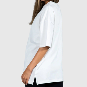 T-shirts pour femmes en coton blanc respirant, col rond, design personnalisé en gros, été, séchage rapide, écologiques, haute qualité - Product Image 3