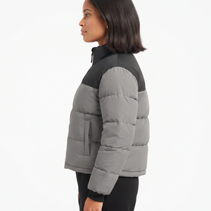 Chaqueta Acolchada de Invierno para Mujer con Cremallera Completa, Estampado Personalizado, Bloques de Color, Relleno de Poliéster, Cálida, Ajuste Regular - Product Image 4