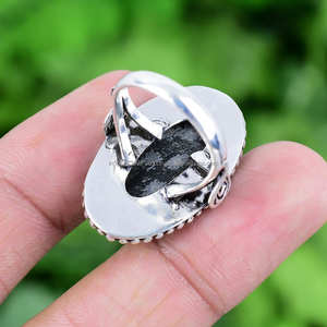 925 bague en argent Sterling véritable pierre gemme bohème bague à la main bijoux en argent bague cadeau pour elle - Product Image 2