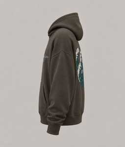 Sweat à capuche unisexe surdimensionné en polaire brodé – Motif Cœur Ondulé, sweat à capuche épais personnalisé avec broderie avant et arrière - Product Image 4