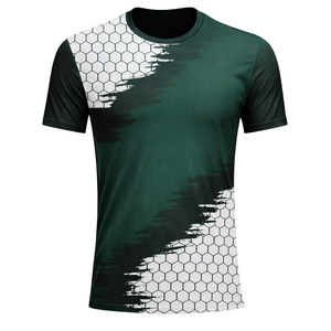 Camiseta de Fútbol Personalizada para Hombre, Verde y Blanca con Estampado Hexagonal Sublimado, Manga Corta, Cuello Redondo, Deportiva, Transpirable - Product Image 2