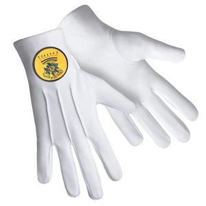 Guantes de Algodón Blancos con Emblema de Corona, Regalia Masónica de Alta Calidad, Estilo a Cuadros hasta el Codo, Transpirables para Exteriores, Colores Personalizables - Product Image 4