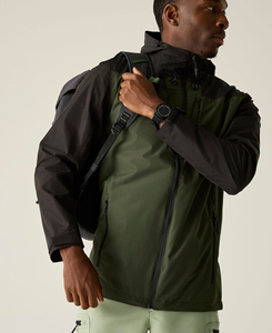 High Class <b>Men's</b> Olive <b>Green</b> <b>Waterproof</b> Quick Dry Windbreaker <b>Jacket</b> Hooded Zipper Closure Casual Autumn Outerwear Regular Fit - Product Image 1