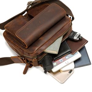 Vintage Crazy Horse Leather Mens Crossbody Bag Women Handbag Small Messenger Bag Laptop <b>Briefcases</b> - Product Image 5