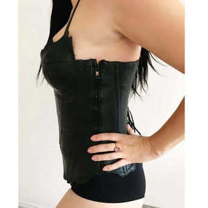 Vente en gros de corsets en dentelle et en cuir sexy de haute qualité pour femmes, avec string, corset en cuir véritable pour femmes - Product Image 3