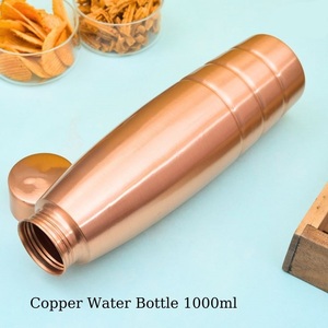 Bouteille en cuivre bicolore avec base marron mat et ceinture en cuivre martelé – Idéale pour la gym et le bureau - Product Image 3