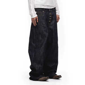 2026 <b>Men's</b> Unisex Casual Baggy <b>Jeans</b> Vintage Fade Eco-Friendly Quick Dry Button Summer/Spring Autumn/Winter Wide Leg Denim Pants - Product Image 4