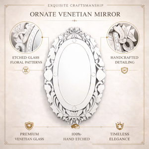 Espejo de Pared de Estilo Barroco Veneciano de Lujo |   Espejo Decorativo Vintage con Marco Tallado Antiguo para Sala de Estar y Entrada - Product Image 5