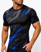 Vente en gros Tendance Homme Noir Bleu Imprimé Géométrique Manches Longues Rash Guard Écologique Respirant Anti-UV 180g Polyester Sport