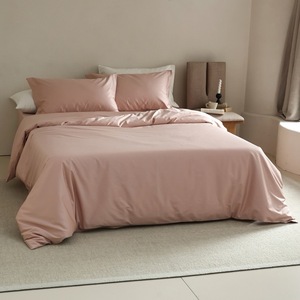 Parure <span class=keywords><strong>de</strong></span> lit personnalisée en coton 100% <span class=keywords><strong>rose</strong></span> uni, style simple, pour la maison - Product Image 4