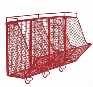 Premium Red Metal <b>Wire</b> Storage <b>Basket</b> Rectangle <b>Hanging</b> Multi-Purpose Neatening Organizer Simple Style Home Accent - Product Image 1