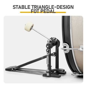Batería de 5 piezas plateada para adultos, tamaño completo, con bombo, dos tambores tom, caja de ritmos, tom de suelo, platillo ride de 16 pulgadas y platillo hi-hat de 14 pulgadas - Product Image 6