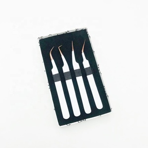 Extensión de pestañas postizas puntiagudas con logotipo personalizado hecho a mano de acero inoxidable blanco rosa profesional más vendido - Product Image 5