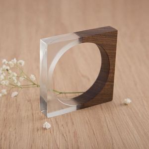 Elegant Transparent Resin Wood Bangle Chunky Stack Daily Wear Party Festive Retro Vintage Lucite Cuff Acetate Statement <b>Bracelet</b> - Product Image 1