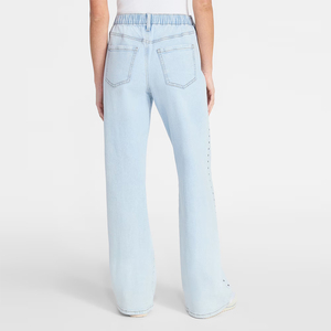 Pantalons en jean pour femmes les plus vendus, couleur personnalisée, coupe classique décontractée, taille élastique, fermeture à glissière, pantalons en jean pour femmes - Product Image 2