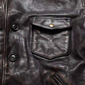 Vestes en cuir véritable rétro vintage de haute qualité, durables, en cuir de cheval ciré noir, sur mesure, vente en gros - Product Image 5