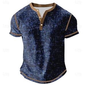 Men's Short Sleeve O-Neck <b>Geometric</b> Pattern T-<b>Shirt</b> Sublimation Transfer Print Breathable Quick Dry Regular Fit Sporty Knitted - Product Image 2