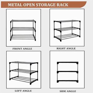 Modern 3 Tier Metal Bookcase Freestanding Backless <b>Shelf</b> for Home Office <b>Living</b> <b>Room</b> Furniture Minimalist Design Space Saving - Product Image 3