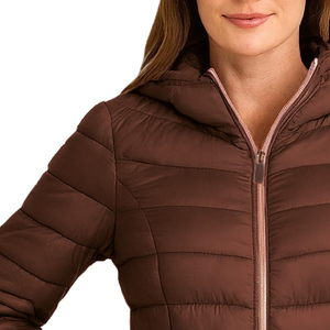 New Stylish Fashion Design Breathable Zipper Closure Hooded Windproof Ladies Puffer Jacket Full Sleeves Lightweight <b>Bubble</b> - Product Image 3