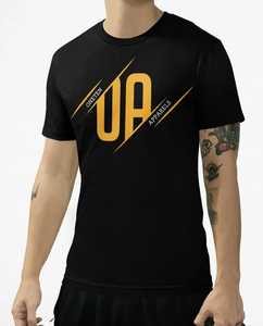 เสื้อยืดคอกลมแขนสั้นสีดำสำหรับผู้ชายทรงปกติพิมพ์ลายตัวอักษรสไตล์สตรีท - Product Image 1