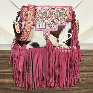 New Hot Selling Handcrafted Genuine Cowhide Leather Fringe Crossbody Sling <b>Bag</b> Western Style Jackpot Purse Perfect for Women's - Product Image 1